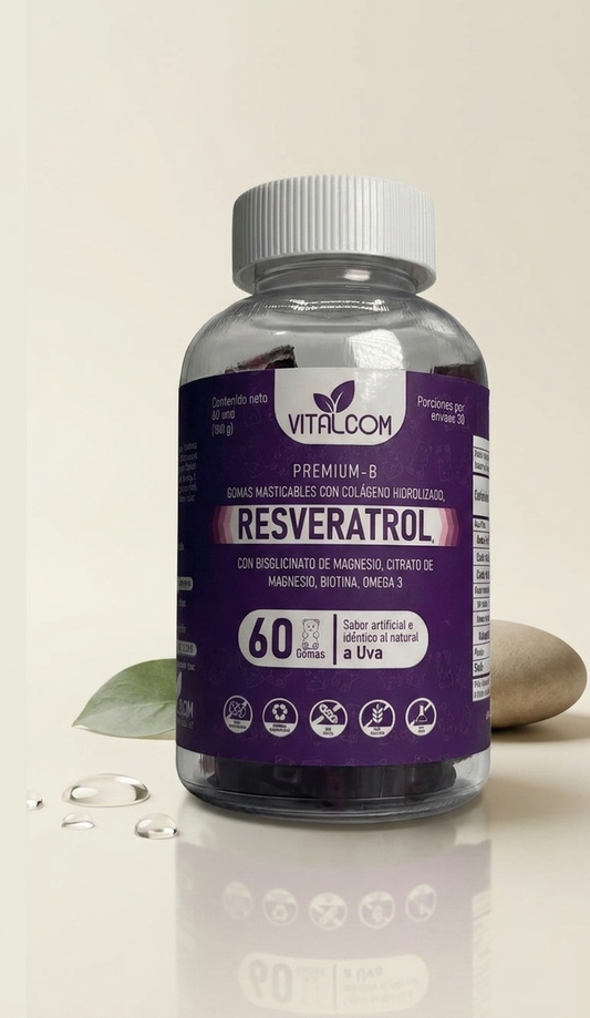 Gomitas de Resveratrol x60 · Antioxidante para Piel Radiante